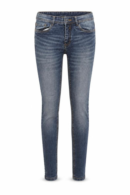 Front view of Yessica women’s blue denim skinny jeans, size UK 6, 29-inch leg
