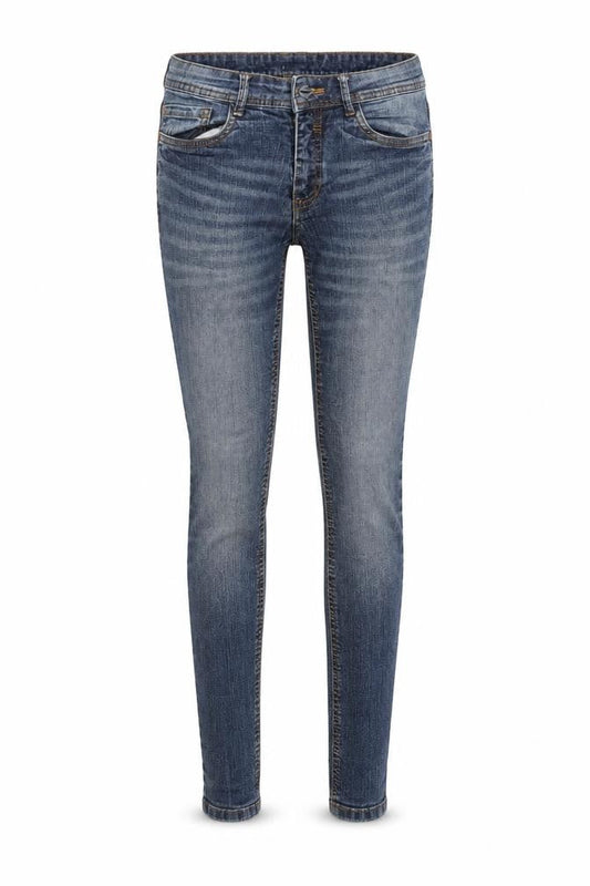 Front view of Yessica women’s blue denim skinny jeans, size UK 6, 29-inch leg