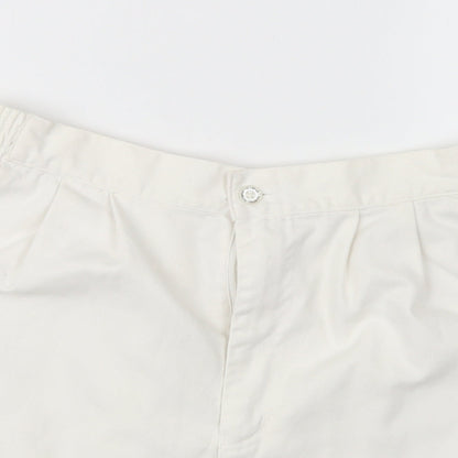 Close-up detail of Olympus women’s white cargo shorts, size XL