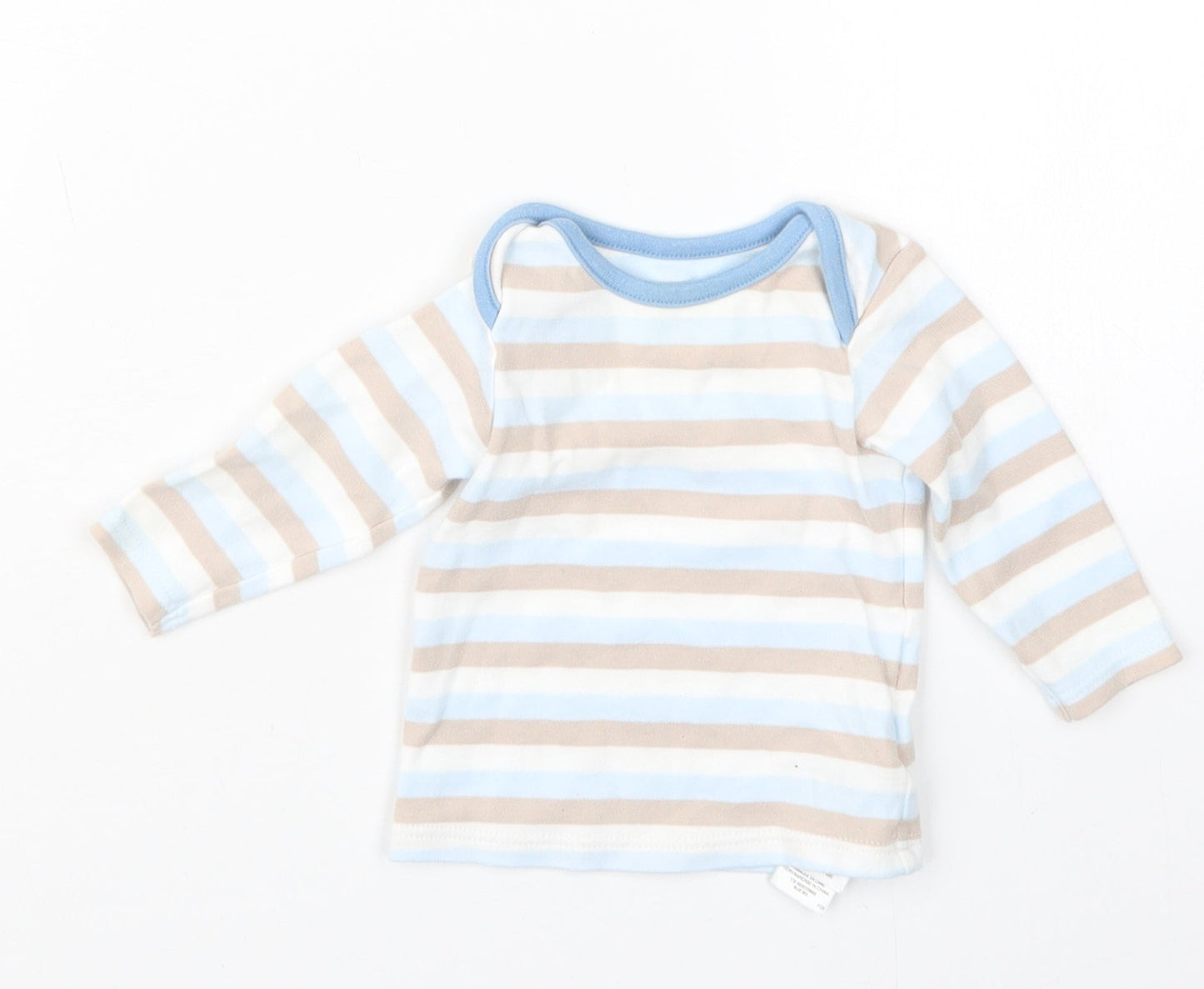 Marks and Spencer Boys Blue Striped  Basic T-Shirt Size 3-6 Months