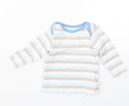 Marks and Spencer Boys Blue Striped  Basic T-Shirt Size 3-6 Months