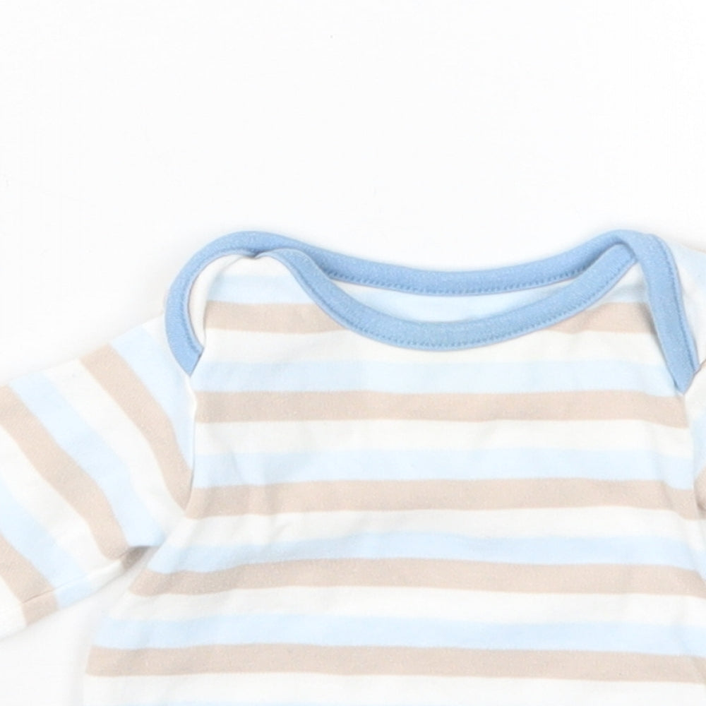 Marks and Spencer Boys Blue Striped  Basic T-Shirt Size 3-6 Months