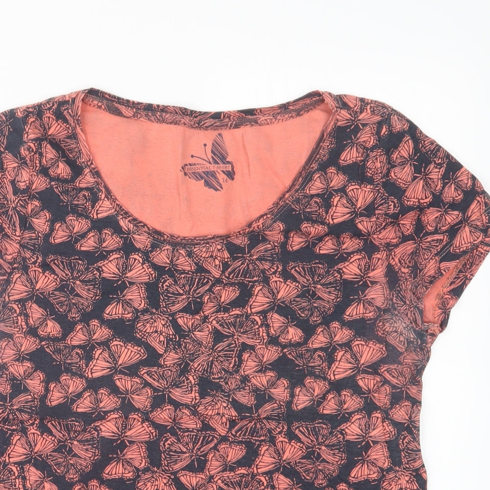 Womens UK Size 14 Debenhams Pink Basic T-Shirt