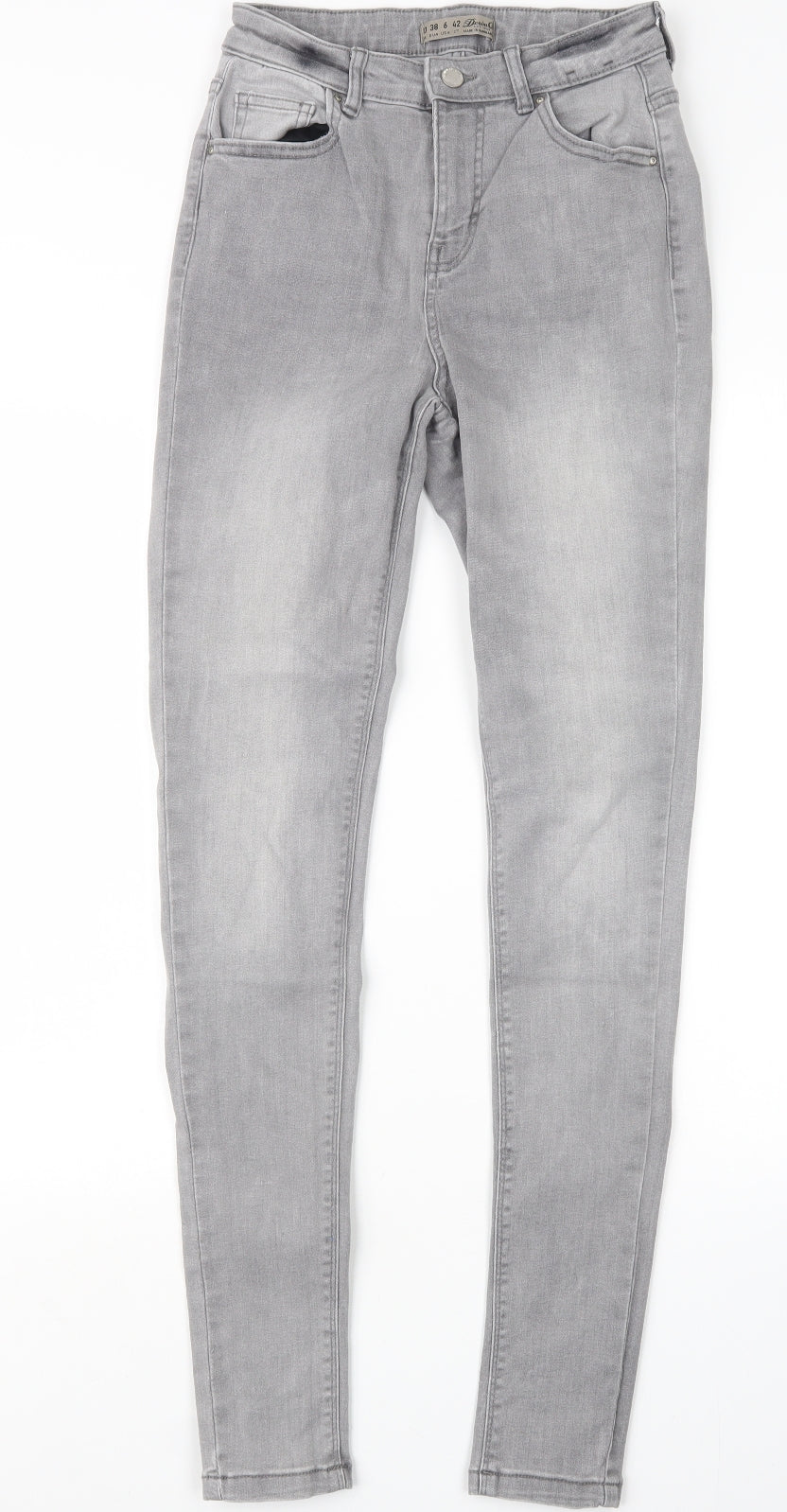 Denim Co. Womens Grey  Denim Straight Jeans Size 10 L31 in