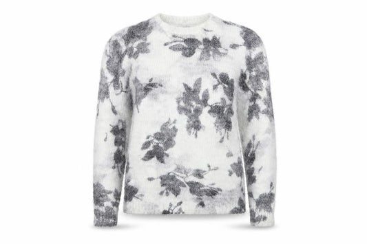 Front view of Miyoko women’s grey geometric jumper, size S