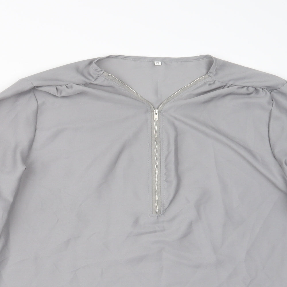 Womens UK Size XL Preworn Grey Basic Blouse