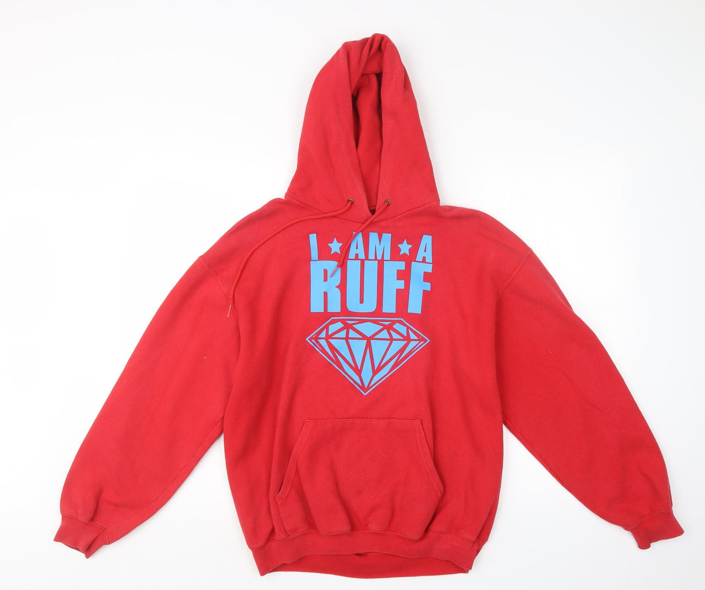 Mens UK Size M Fruit of the Loom Red Pullover Hoodie
