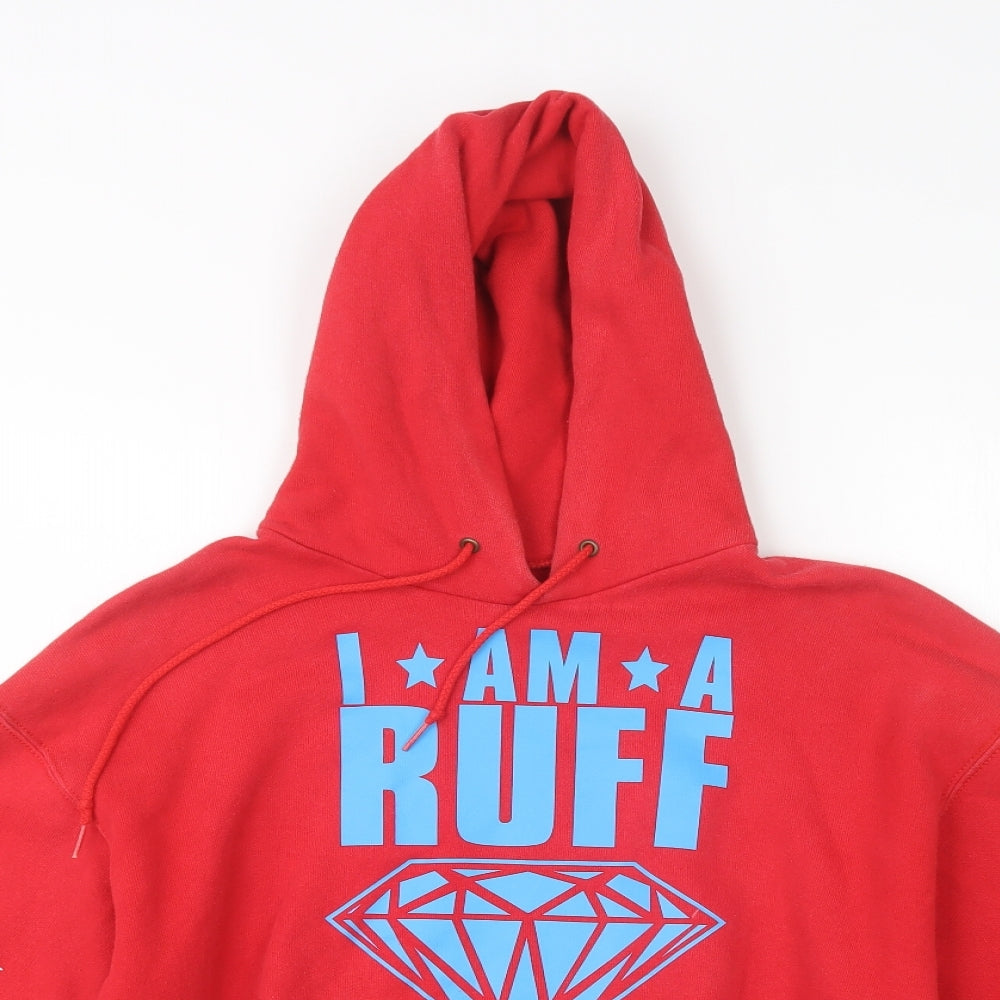 Mens UK Size M Fruit of the Loom Red Pullover Hoodie