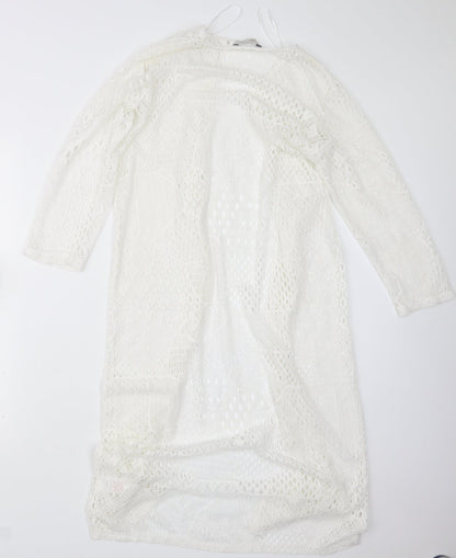 Womens UK Size M Peacocks White Cardigan Jumper