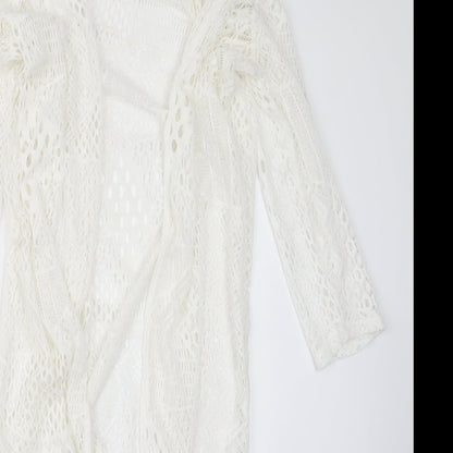 Womens UK Size M Peacocks White Cardigan Jumper