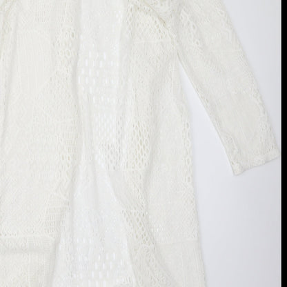 Womens UK Size M Peacocks White Cardigan Jumper