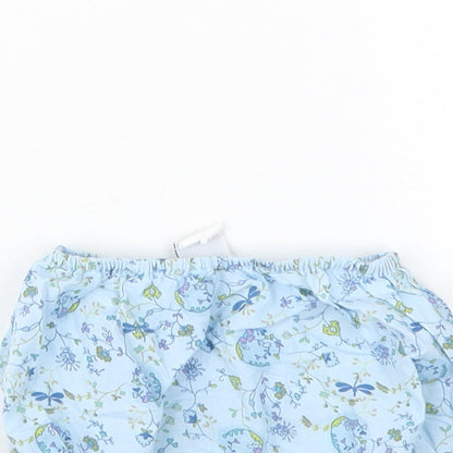 Petit Bateau Girls Blue Geometric  Cropped Trousers Size 12 Months