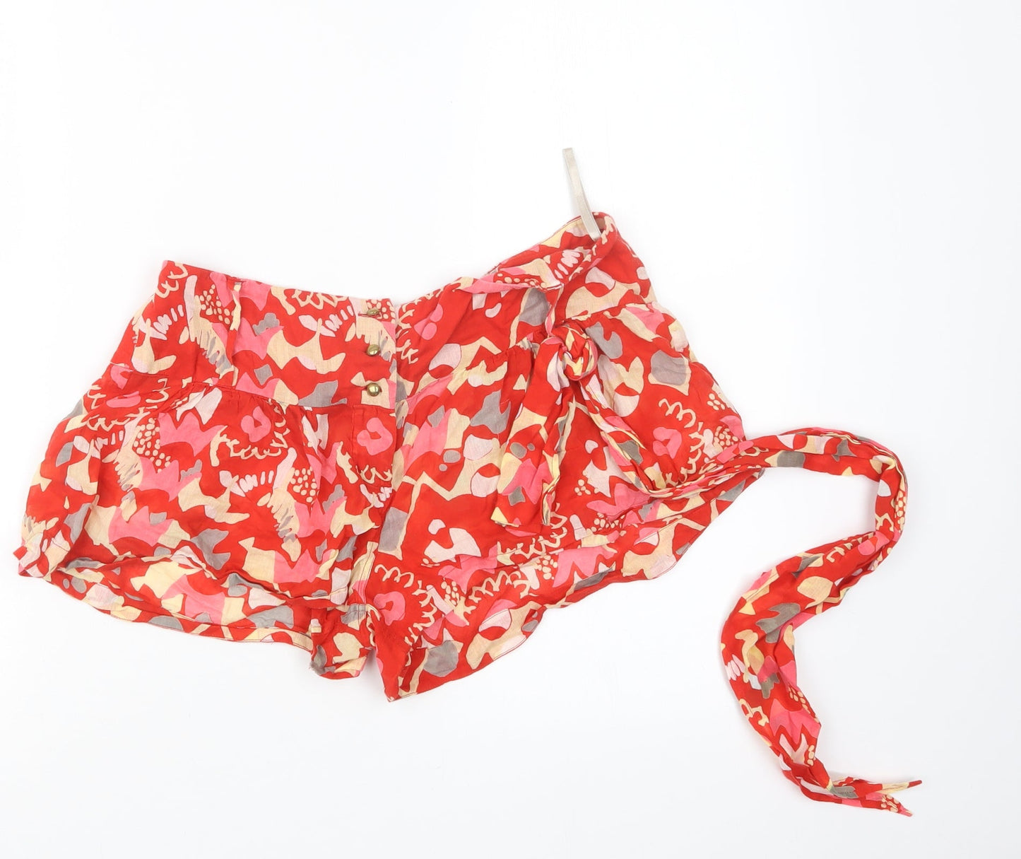 French Connection Womens Red Geometric  Hot Pants Shorts Size S