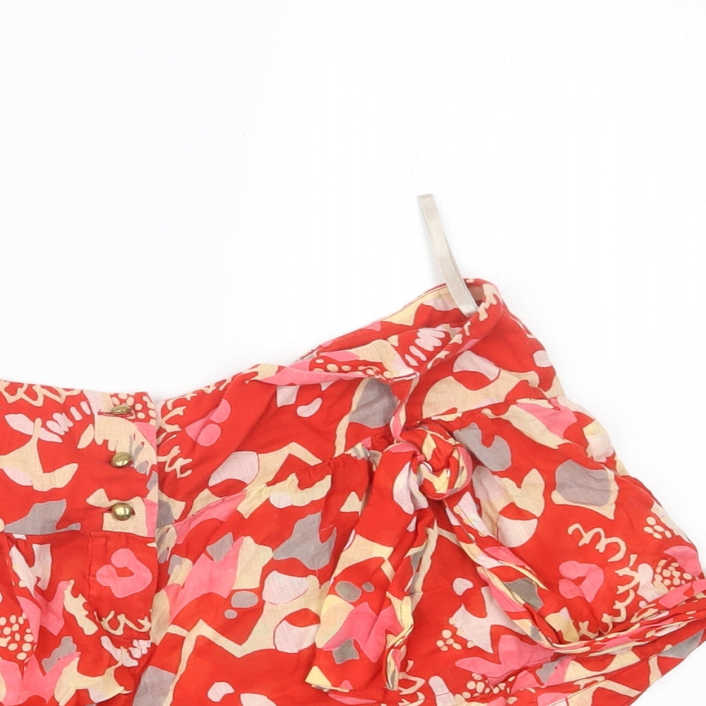 French Connection Womens Red Geometric  Hot Pants Shorts Size S