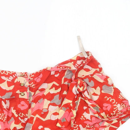 French Connection Womens Red Geometric  Hot Pants Shorts Size S