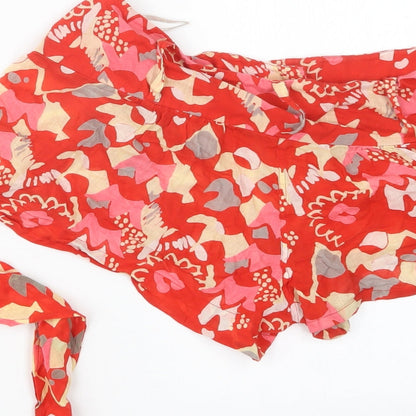 French Connection Womens Red Geometric  Hot Pants Shorts Size S