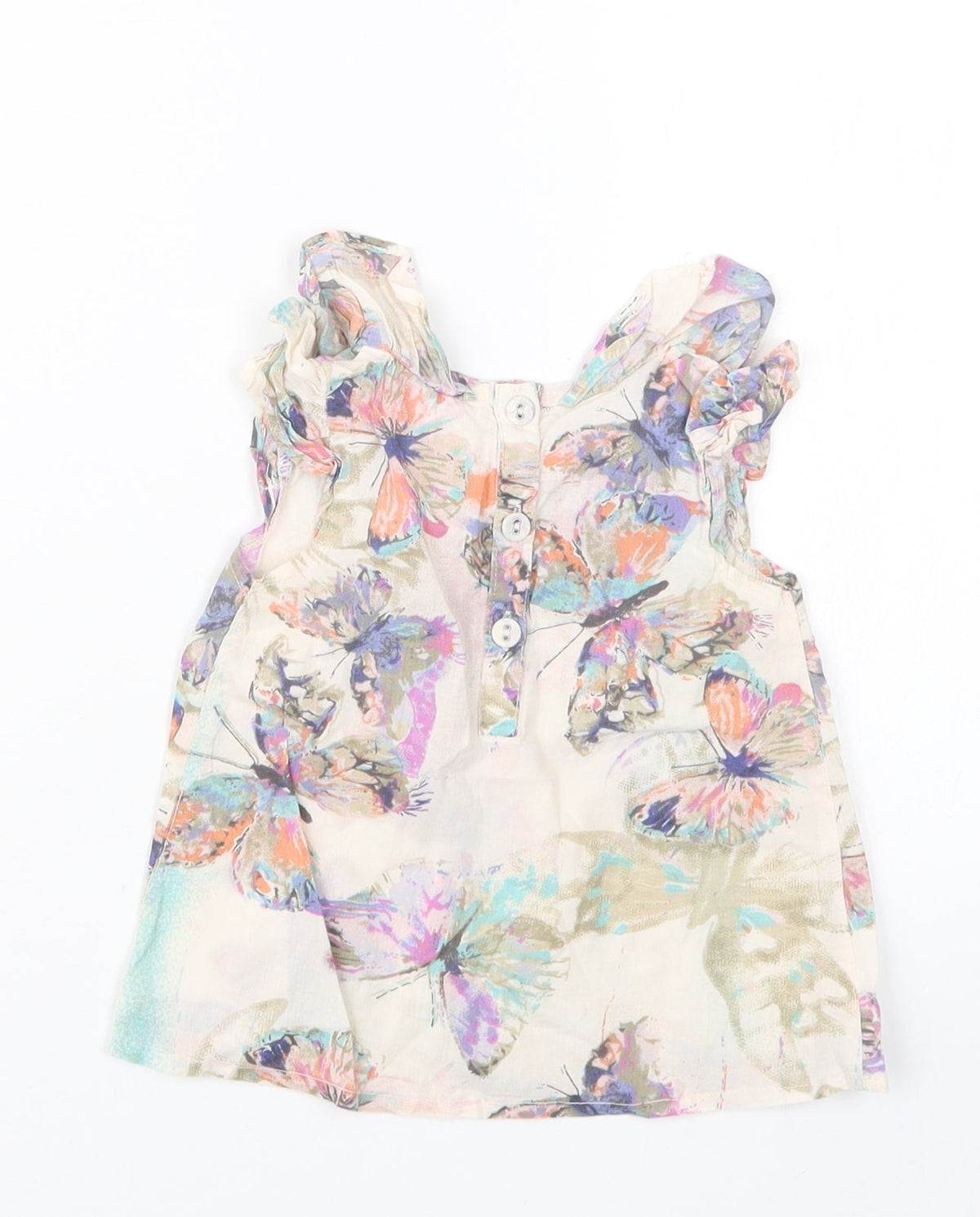 Back view of Peacocks girls’ beige geometric basic blouse, size 9-12, months