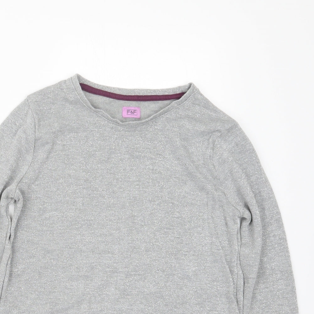 F&F Girls Silver   Pullover Jumper Size 10-11 Years