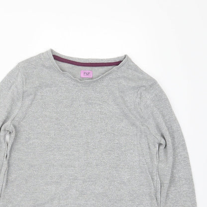 F&F Girls Silver   Pullover Jumper Size 10-11 Years
