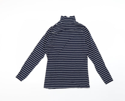 marks Womens Blue Striped  Basic T-Shirt Size 10
