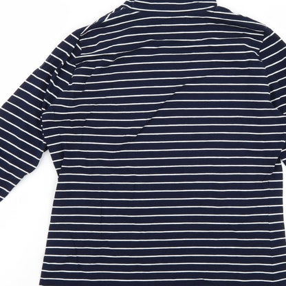 marks Womens Blue Striped  Basic T-Shirt Size 10