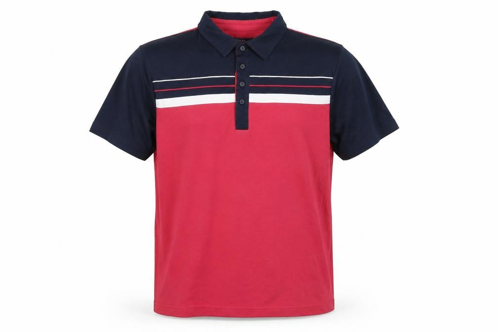 Front view of Premier Man men’s multicoloured polo, size XL