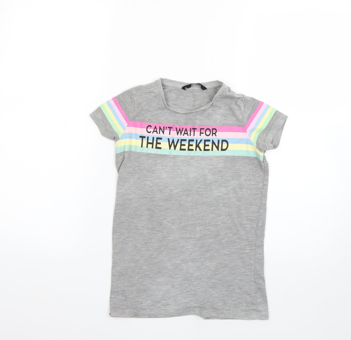 Additional front view of George girls’ grey basic t-shirt, size 8-9, years