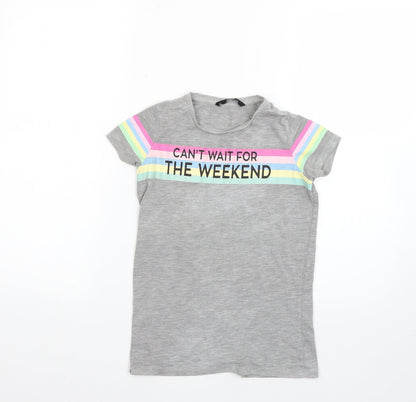 Additional front view of George girls’ grey basic t-shirt, size 8-9, years