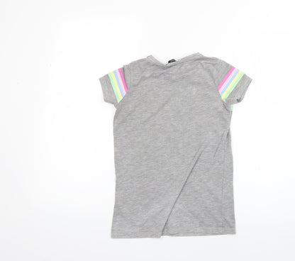 Back view of George girls’ grey basic t-shirt, size 8-9, years