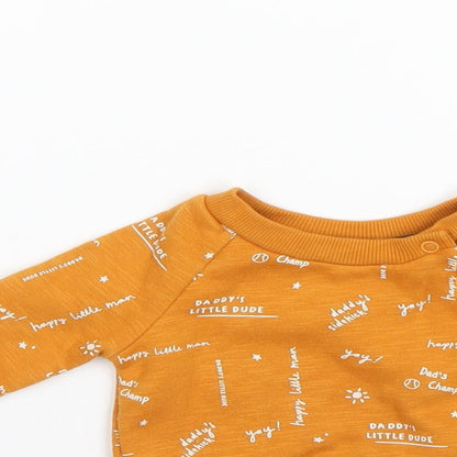Close-up detail of Primark Baby Yellow Geometric jumper, size 0-3, Months