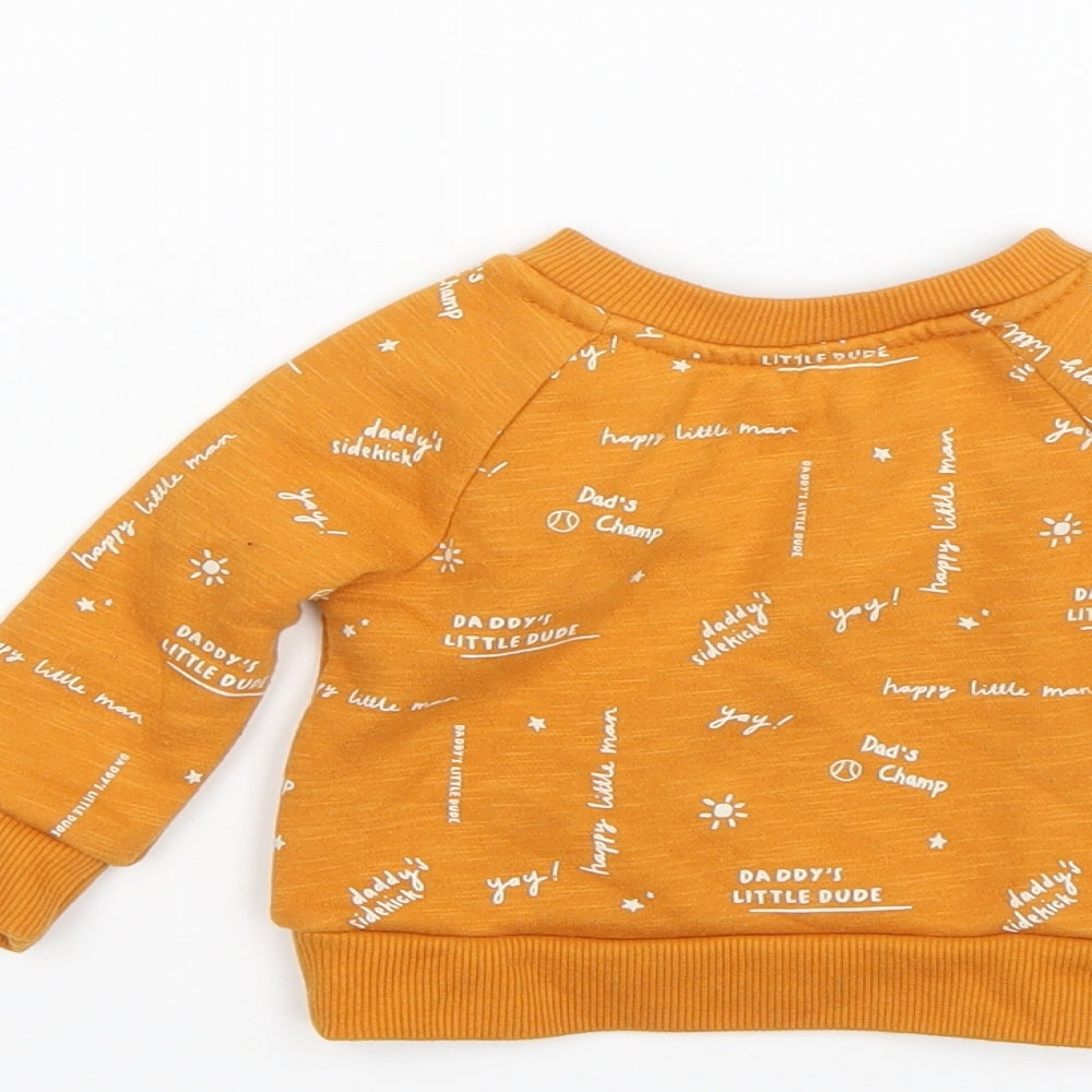 Brand and care label for Primark Baby Yellow Geometric jumper, size 0-3, Months