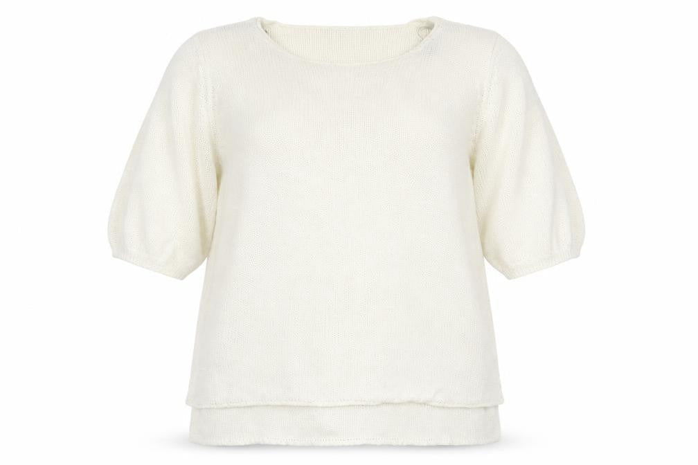 Front view of rogers+rogers women’s white jumper, size UK 20