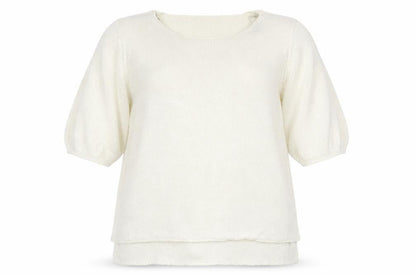Front view of rogers+rogers women’s white jumper, size UK 20