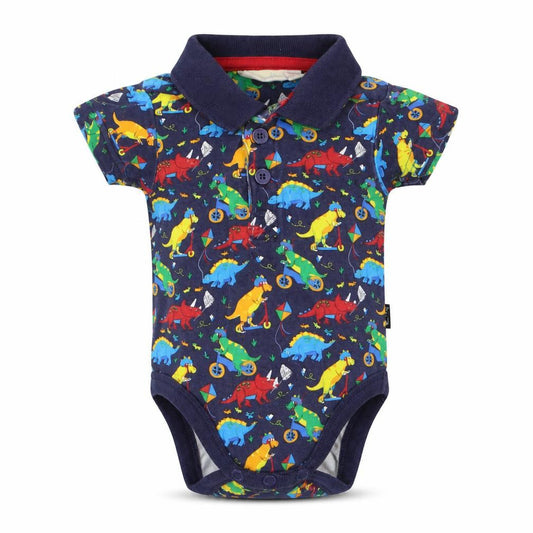Front view of JoJo Maman Bébé Baby Multicoloured Geometric Babygrow One-Piece, size 0-3, Months