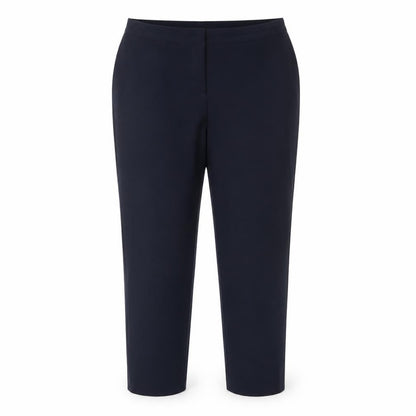Front view of Bonmarché women’s blue dress pants trousers, size UK 16, 23-inch leg