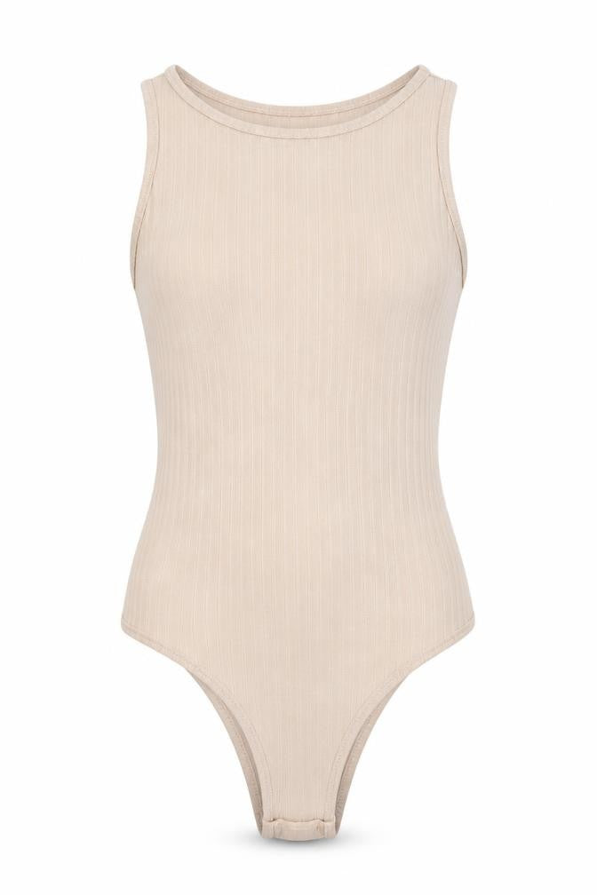 Womens UK Size 4 pretty little Thing One-Piece Beige Bodysuit