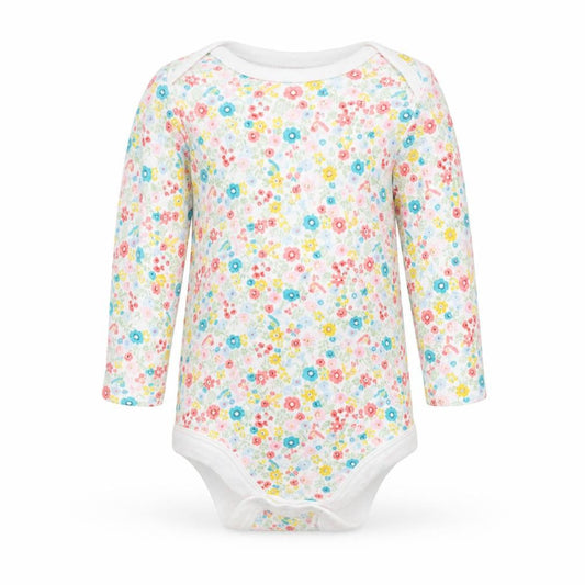 Front view of Tu Baby White Floral Babygrow One-Piece, size 0-3, Months