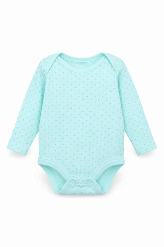 Front view of Tu girls’ blue striped babygrow one-piece, size 0-3, months