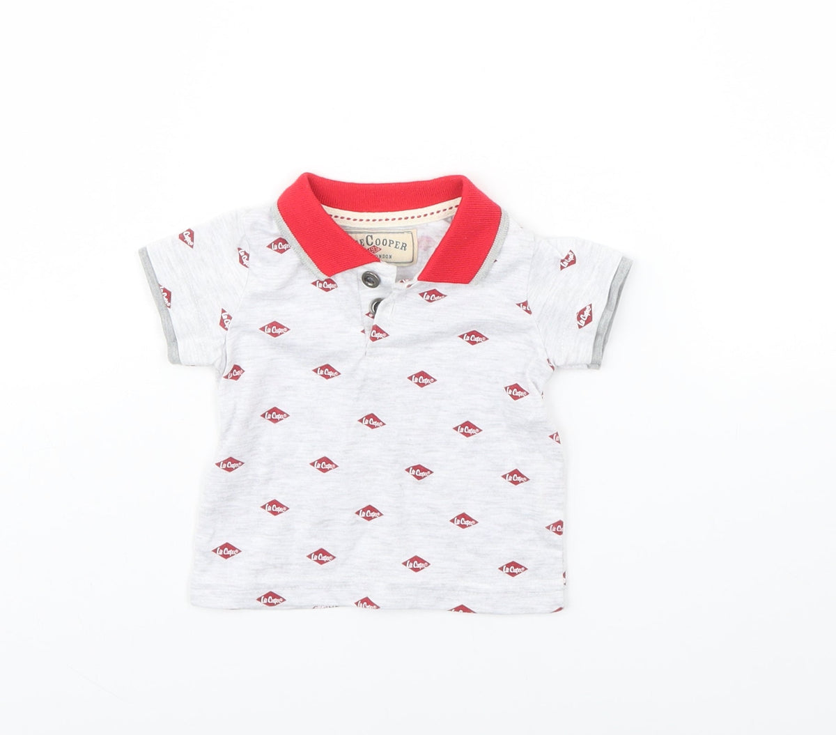 Additional front view of Lee Cooper Baby Grey Spotted Basic Polo, size 3-6, Months