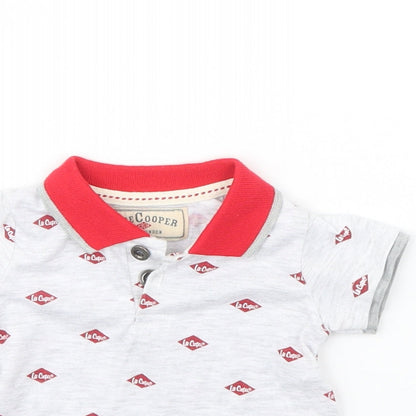 Close-up detail of Lee Cooper Baby Grey Spotted Basic Polo, size 3-6, Months