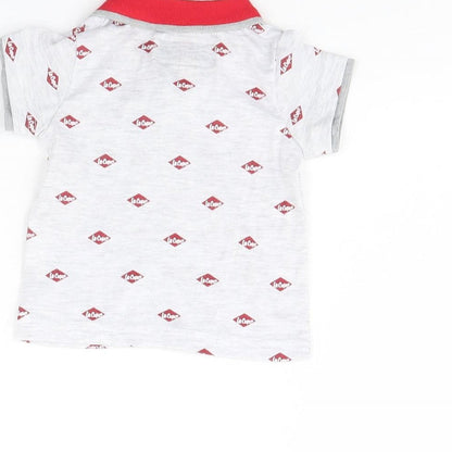 Brand and care label for Lee Cooper Baby Grey Spotted Basic Polo, size 3-6, Months