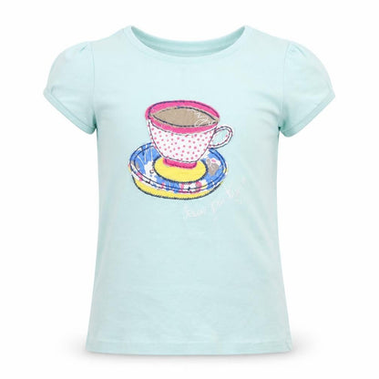Front view of Gap girls’ green basic t-shirt, size 5, years