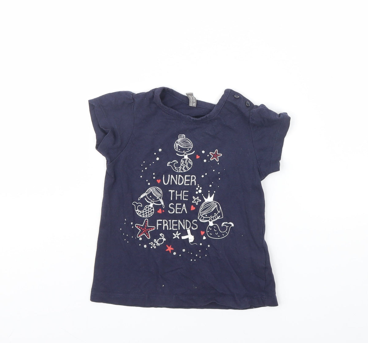 Additional front view of Losan girls’ blue basic t-shirt, size 18-24, months