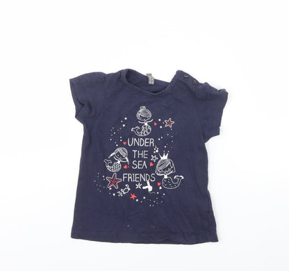 Additional front view of Losan girls’ blue basic t-shirt, size 18-24, months