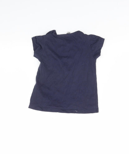 Back view of Losan girls’ blue basic t-shirt, size 18-24, months