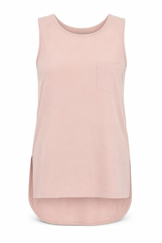 Front view of Peacocks women’s pink basic tank, size UK 10