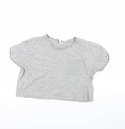 Womens UK Size S Divided Grey Cropped T-Shirt