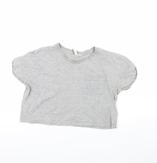 Womens UK Size S Divided Grey Cropped T-Shirt