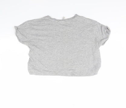 Womens UK Size S Divided Grey Cropped T-Shirt