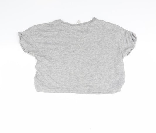 Womens UK Size S Divided Grey Cropped T-Shirt